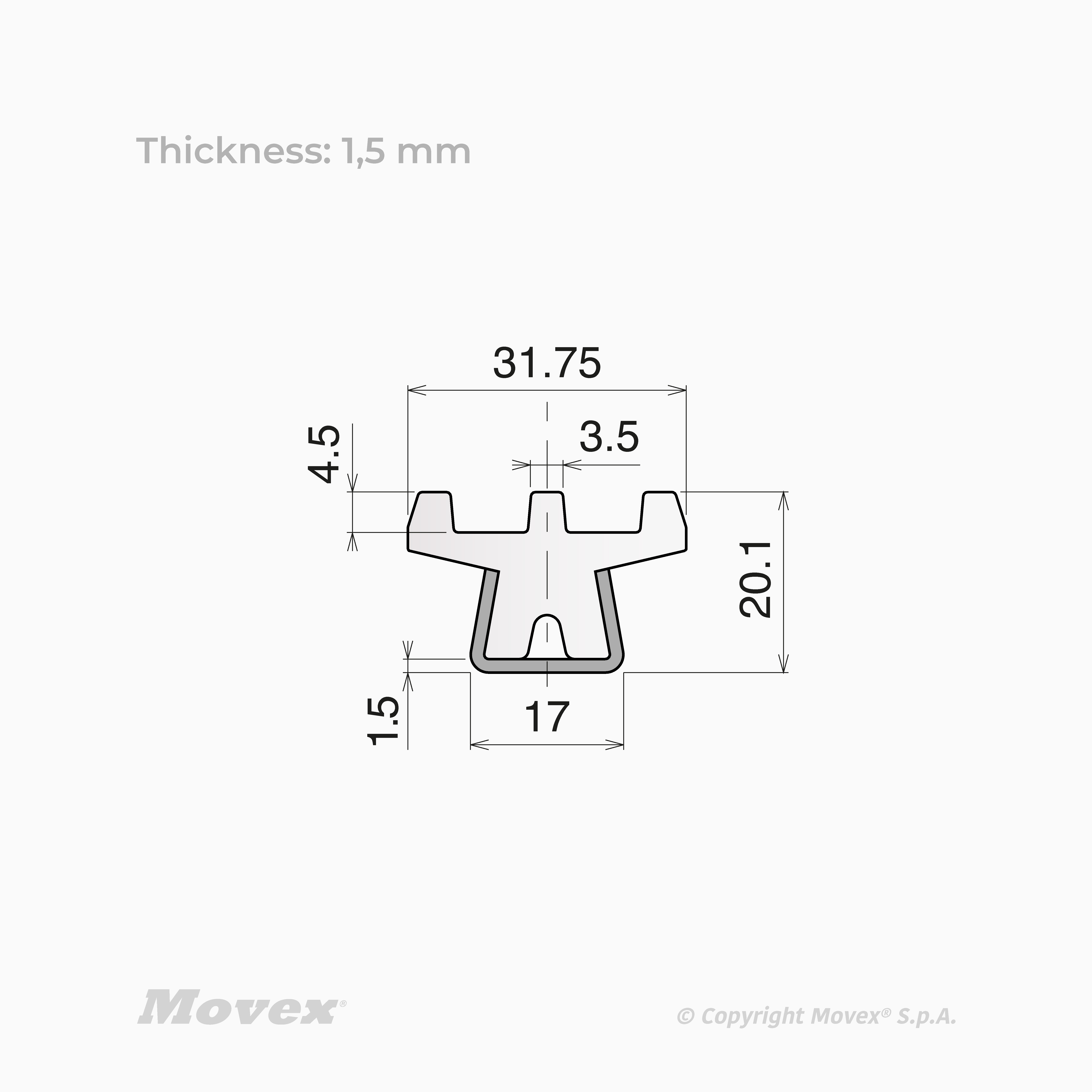 Guide rail Part 127 Extruded profiles